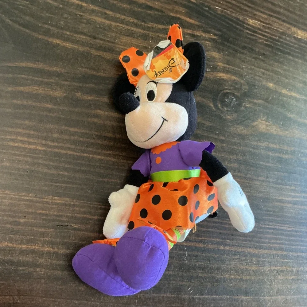 Disney Minnie Mouse Halloween Plush Orange Purple Polka Dot 9